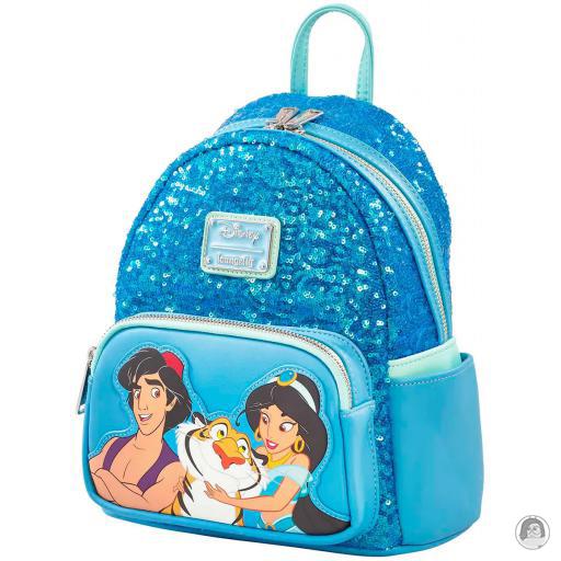 Aladdin (Disney) Aladdin and Jasmine Blue Sequin Mini Backpack Loungefly (Aladdin (Disney))