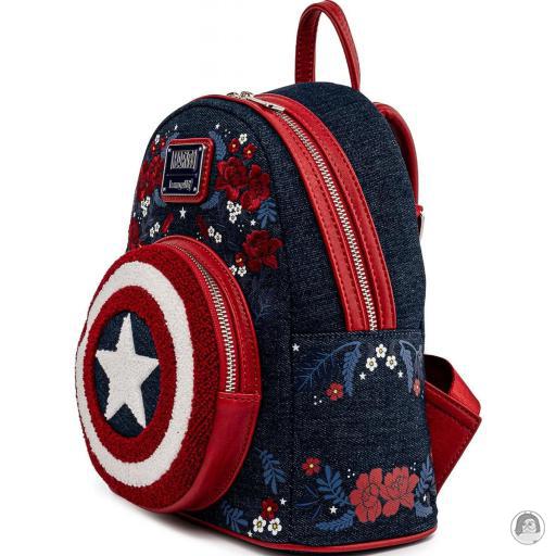 Captain America (Marvel) Captain America 80th Anniversary Floral Shield Mini Backpack Loungefly (Captain America (Marvel))