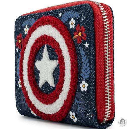 Captain America (Marvel) Captain America 80th Anniversary Floral Shield Zip Around Wallet Loungefly (Captain America (Marvel))