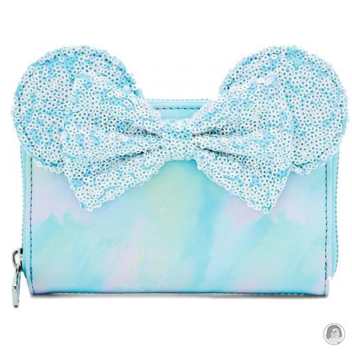 Loungefly Mickey Mouse (Disney) Mickey Mouse (Disney) Minnie Mouse Blue Bow Sequin Zip Around Wallet