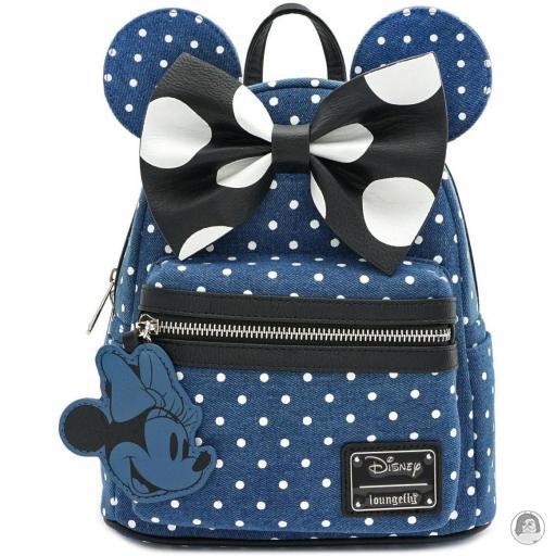 Mickey Mouse (Disney) Minnie Mouse Denim Polka Dots Mini Backpack Loungefly (Mickey Mouse (Disney))