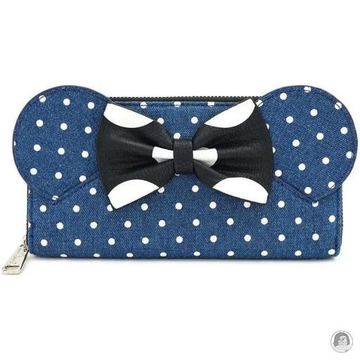 Loungefly Mickey Mouse (Disney) Mickey Mouse (Disney) Minnie Mouse Denim Polka Dots Zip Around Wallet
