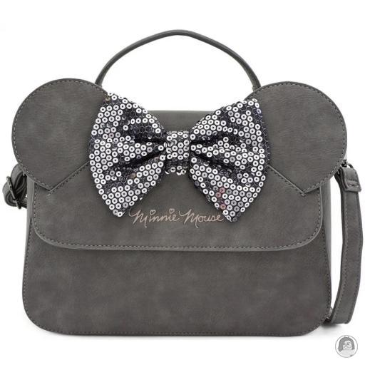 Loungefly Mickey Mouse (Disney) Mickey Mouse (Disney) Minnie Mouse Grey Bow Sequin Handbag