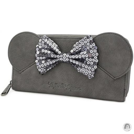 Mickey Mouse (Disney) Minnie Mouse Grey Bow Sequin Zip Around Wallet Loungefly (Mickey Mouse (Disney))