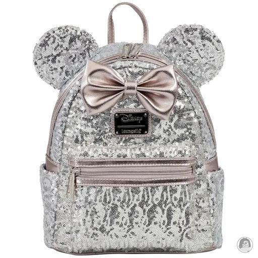 Loungefly 707 Street Mickey Mouse (Disney) Minnie Mouse Silver Sequin Mini Backpack